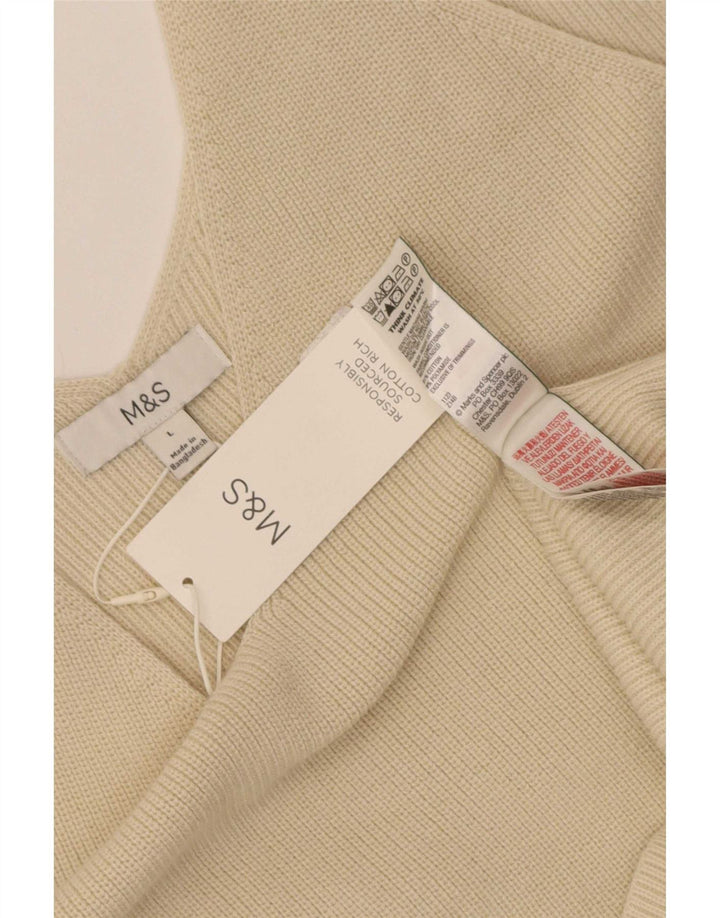 Marks & Spencer Womens Vest Top UK 14 Large Beige Cotton