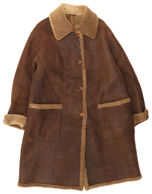 Conbipel Womens Shearling Coat UK 14 Large Brown
