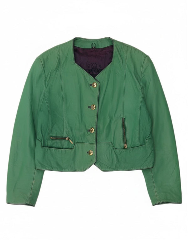Vintage Womens Crop 4 Button Jacket EU 42 Large Green