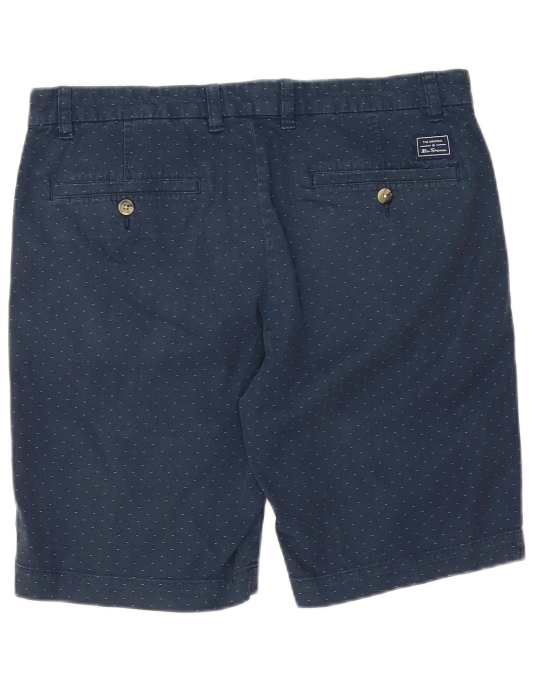 BEN SHERMAN Mens Chino Shorts W34 Large Navy Blue Spotted Cotton
