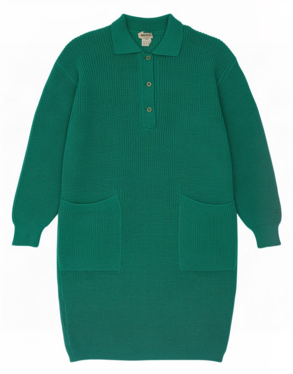 Marella Womens Loose Fit Jumper Dress UK 14 Medium Green Wool