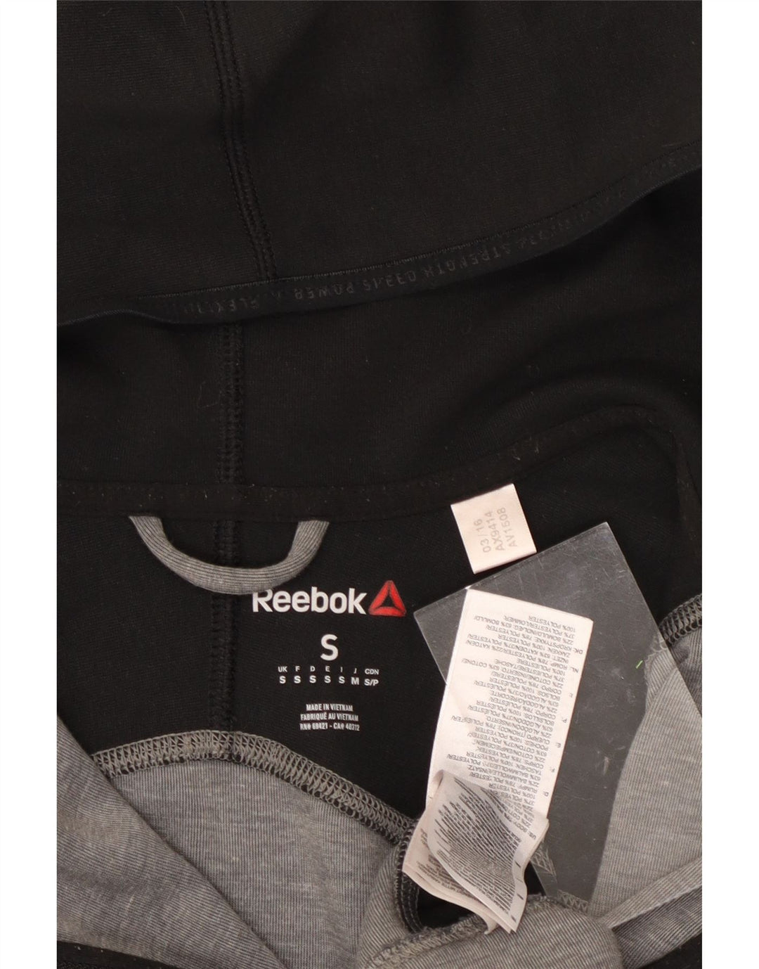 REEBOK Mens Zip Hoodie Sweater Small Grey Colourblock Polyester