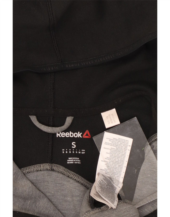 REEBOK Mens Zip Hoodie Sweater Small Grey Colourblock Polyester