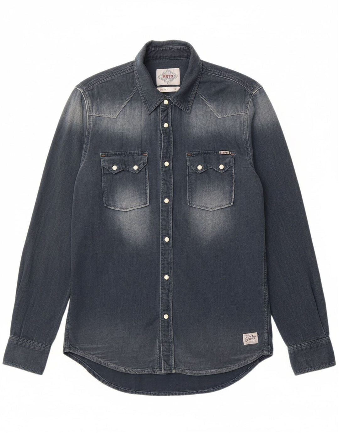 PEPE JEANS Mens Slim Fit Denim Shirt Medium Navy Blue