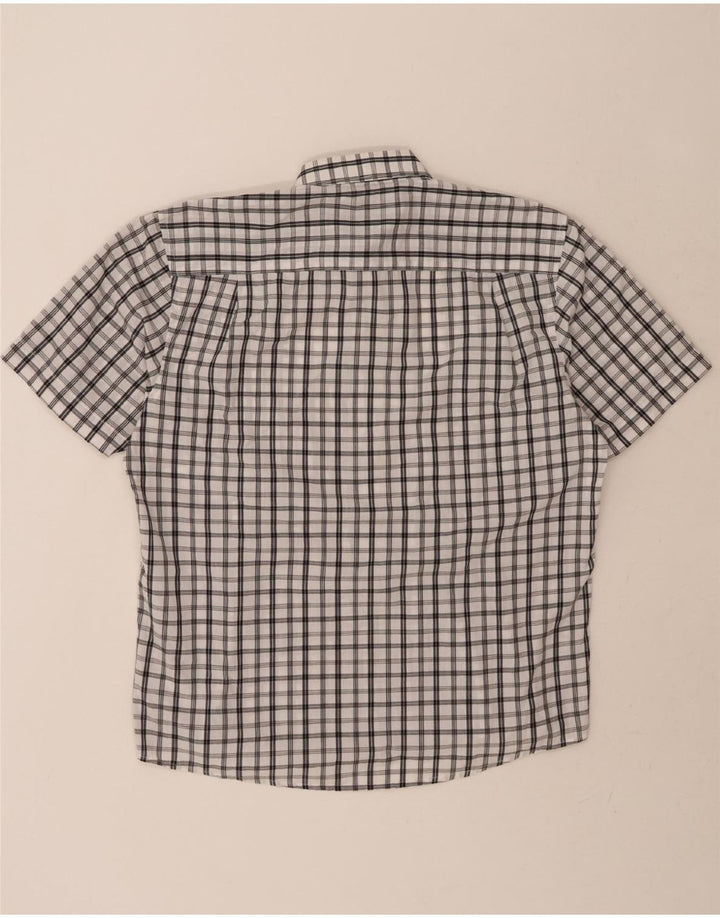PIERRE CARDIN Mens Regular Fit Short Sleeve Shirt XL Black Check Polyester Vintage Pierre Cardin and Second-Hand Pierre Cardin from Messina Hembry 
