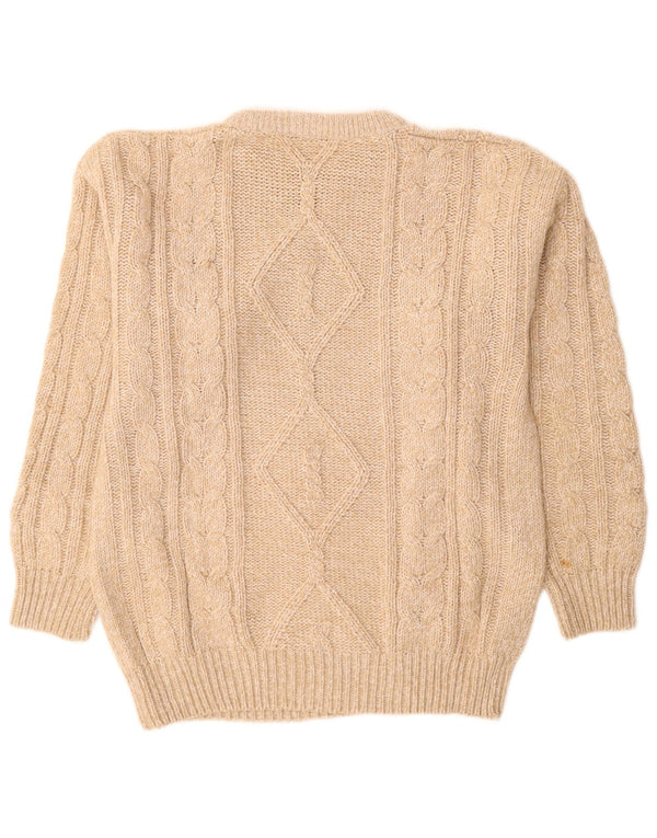 Vintage Mens Boat Neck Jumper Sweater UK 38/40 Medium Beige Polyacrylic