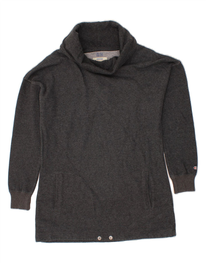 CHAMPION Womens Longline Roll Neck Top Long Sleeve UK 14 Medium Grey Vintage Champion and Second-Hand Champion from Messina Hembry 