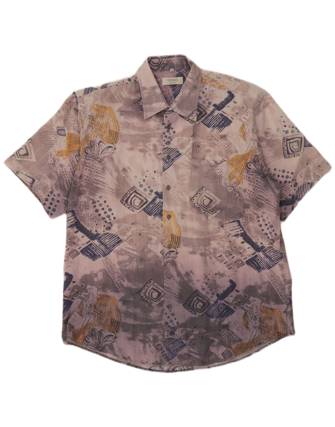 CANDA Mens Abstract Pattern Short Sleeve Shirt Size 43/44 XL Grey Cotton