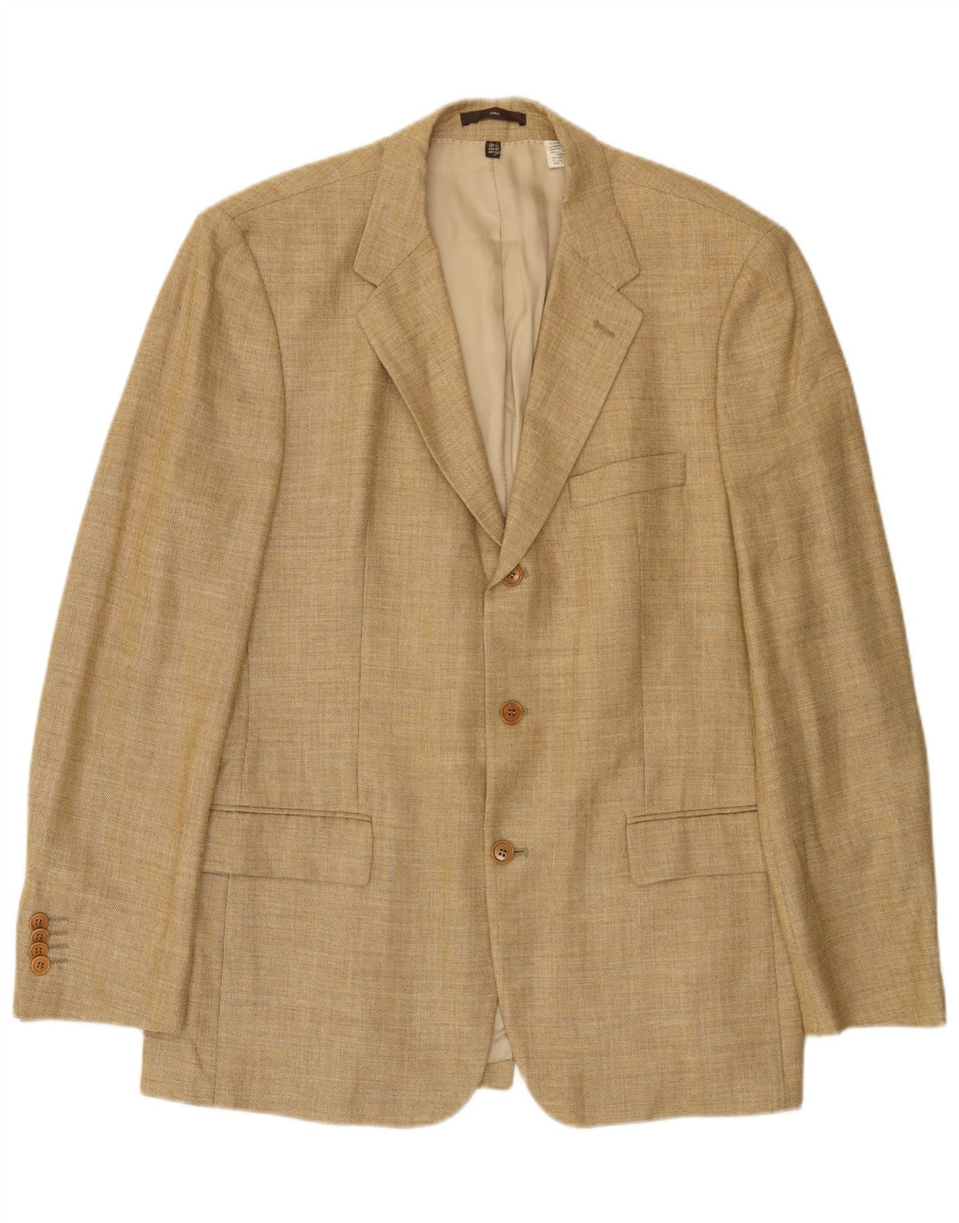 ZARA Mens 3 Button Blazer Jacket EU 52 Large Beige Rayon