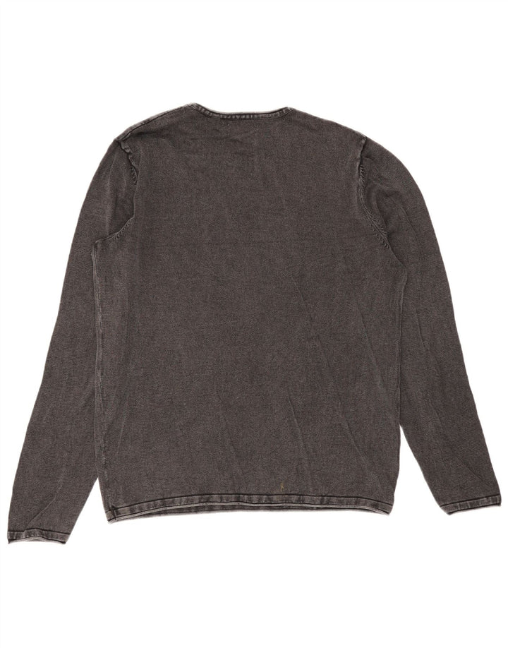Jack & Jones Mens Top Long Sleeve Medium Grey Cotton