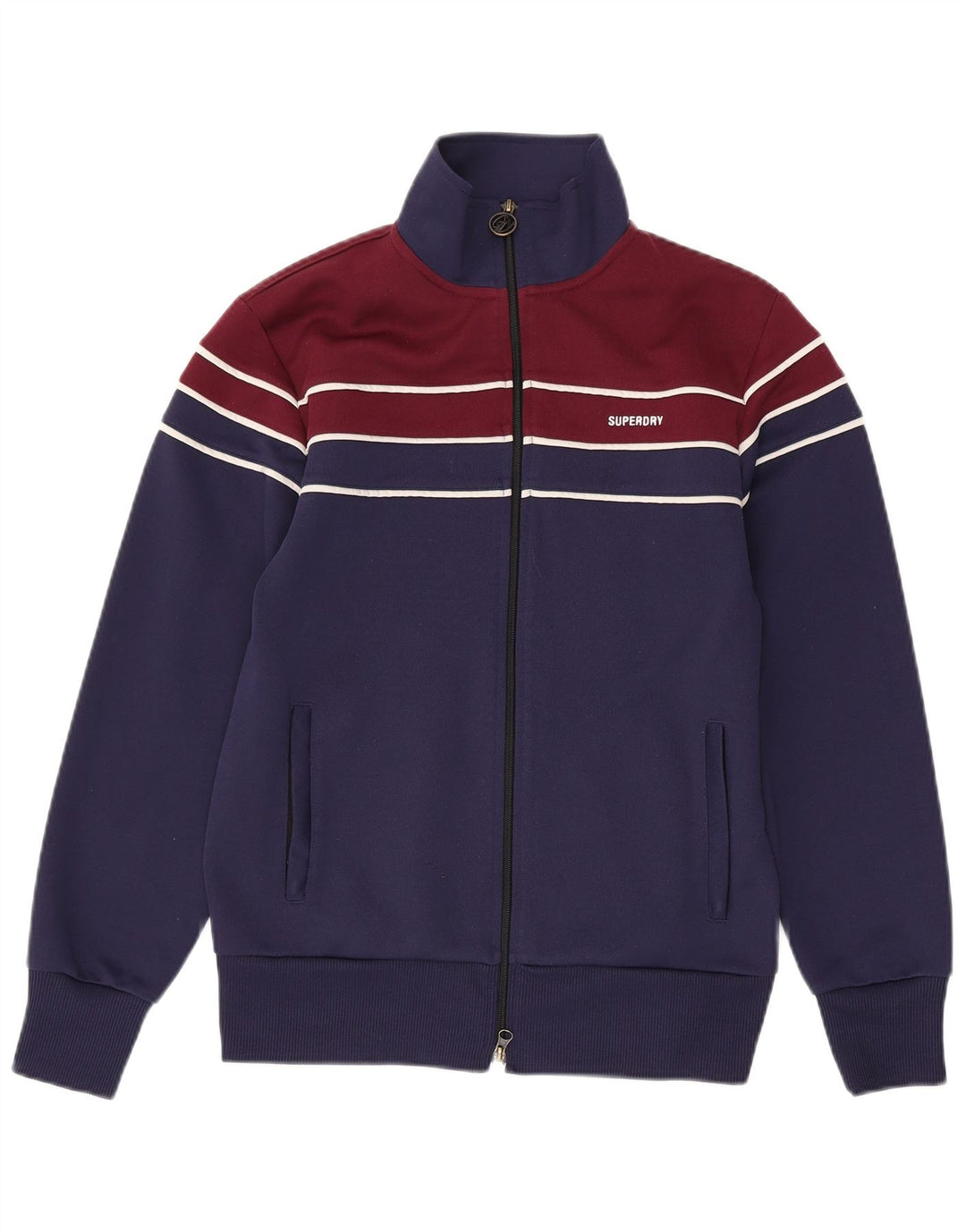 SUPERDRY Mens Tracksuit Top Jacket XS Navy Blue Colourblock Polyester