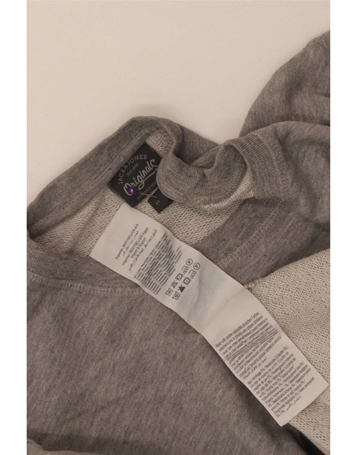 Jack & Jones Mens Graphic Sweatshirt Jumper Small Grey Cotton
