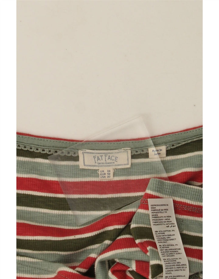 Fat Face Womens Crop Shirt Blouse UK 24 4XL Green Striped Cotton