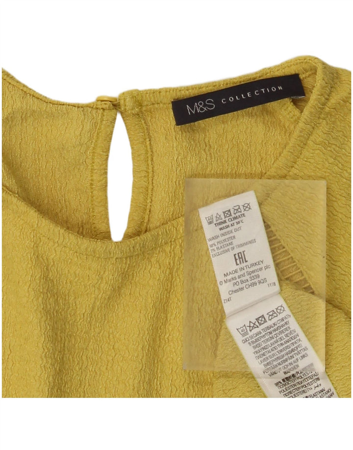 Marks & Spencer Womens Top Long Sleeve UK 6 XS Yellow Polyester