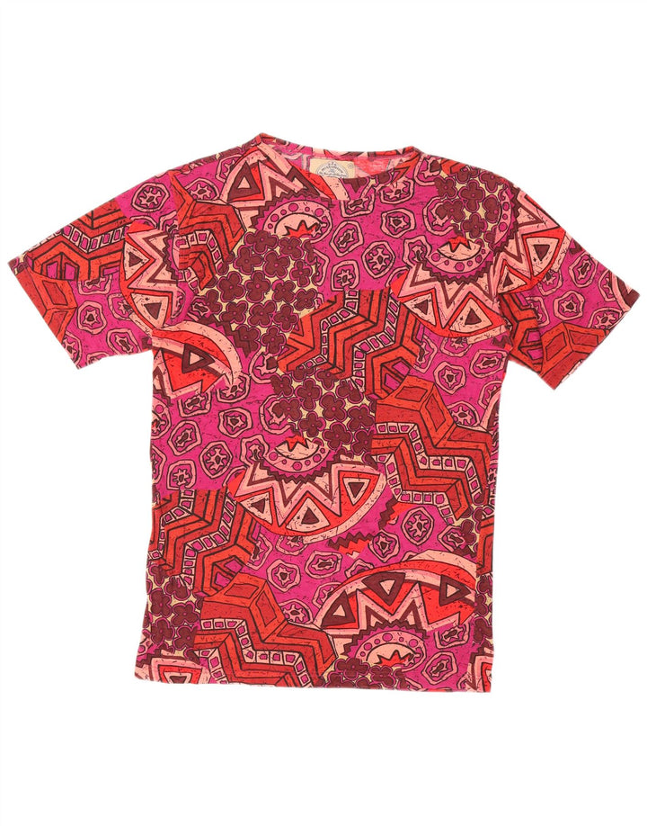 VINTAGE Womens Graphic T-Shirt Top EU 40 Medium Multicoloured Geometric