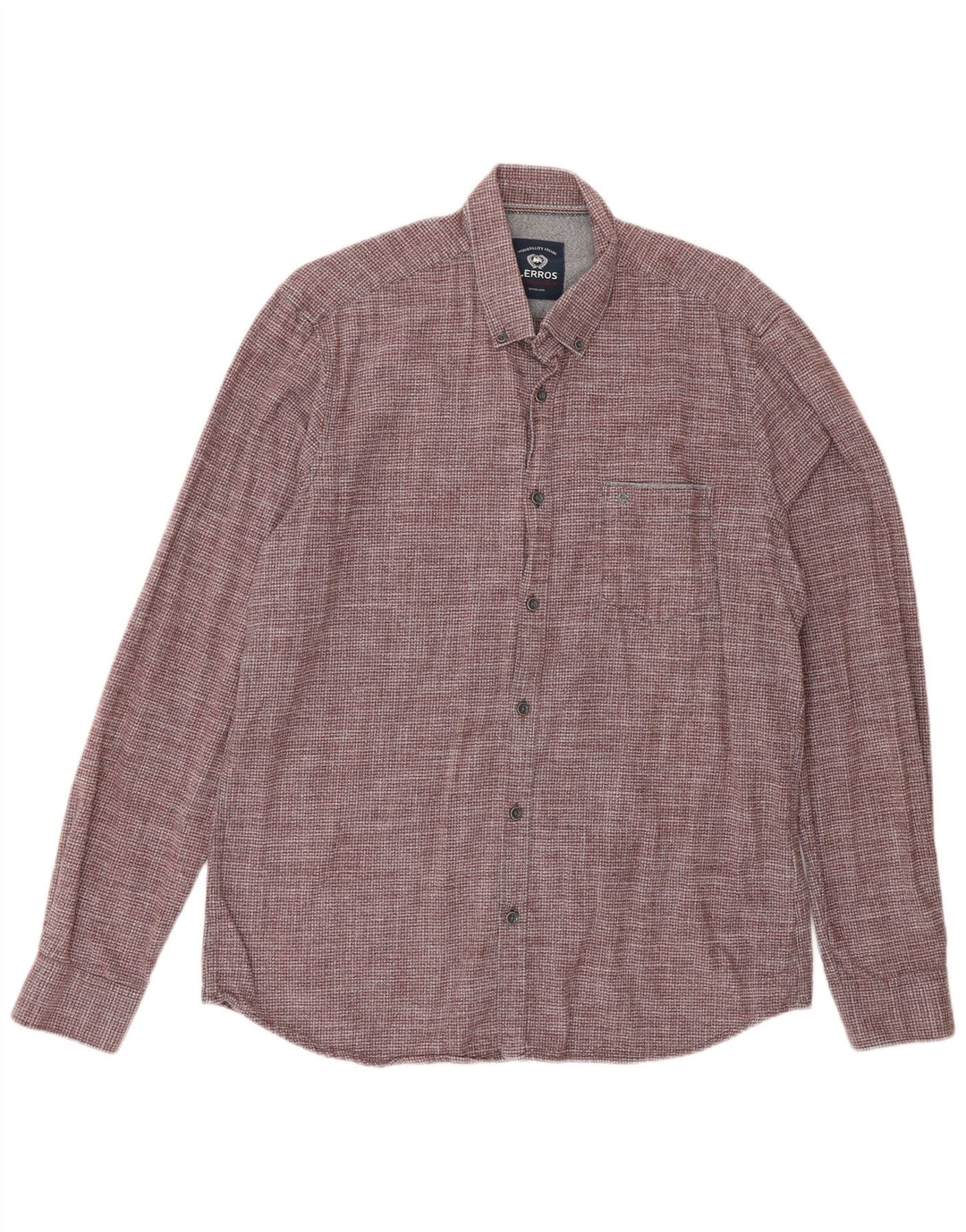 Lerros Mens Classic Fit Shirt Medium Burgundy Check Cotton