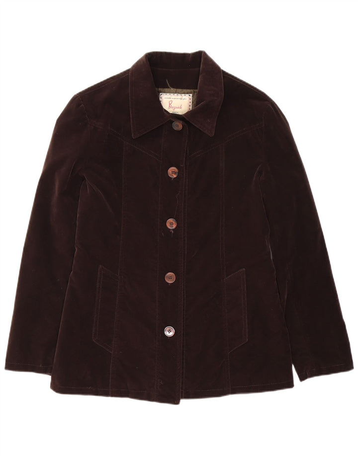 Bayside Womens Oversized Bomber Jacket UK 10 Small Brown Polyvinyl