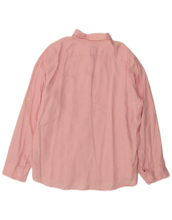 CHAPS Womens Classic Loose Fit Shirt UK 18 XL Pink Linen