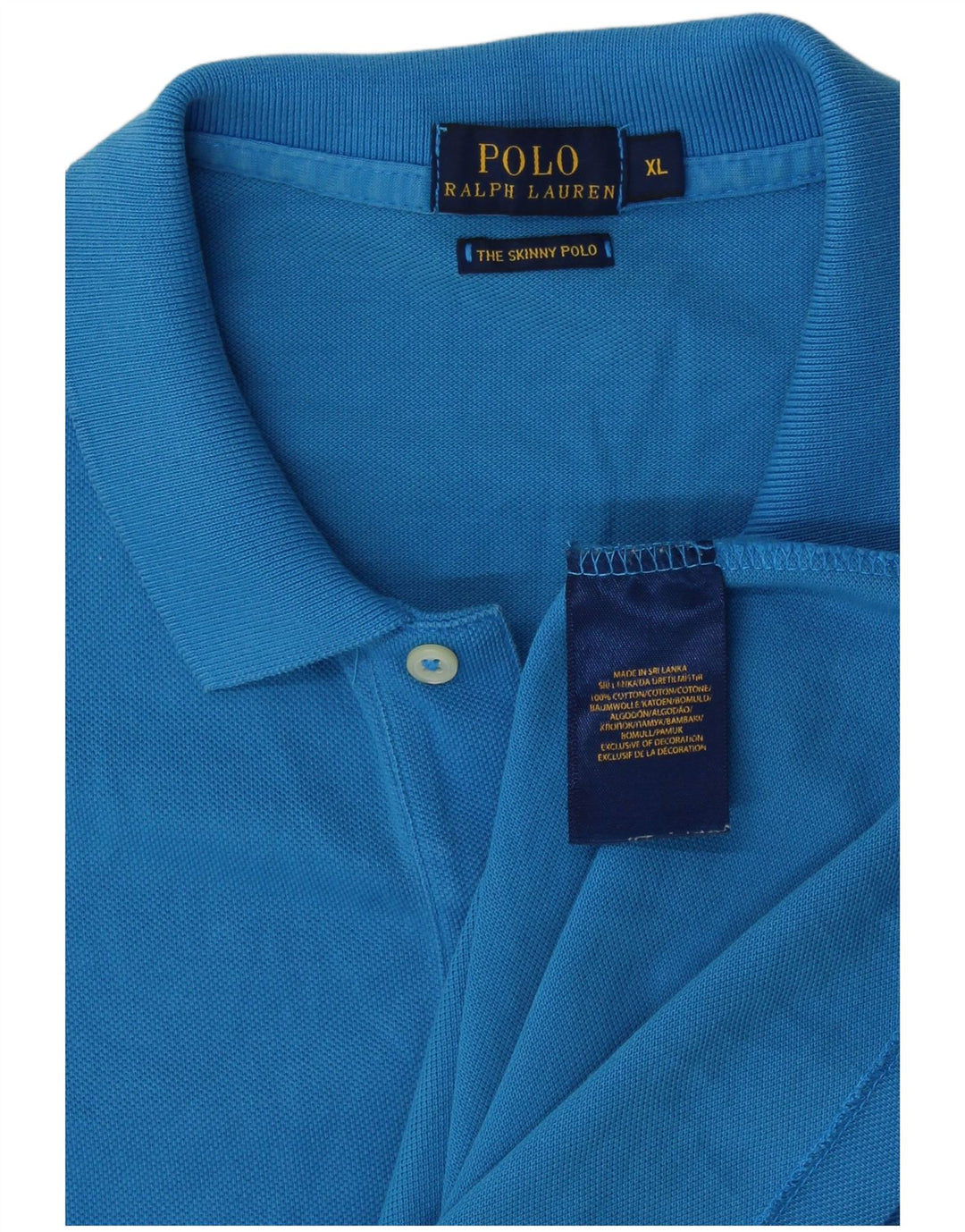 POLO RALPH LAUREN Womens Skinny Polo Shirt UK 18 XL Blue Cotton