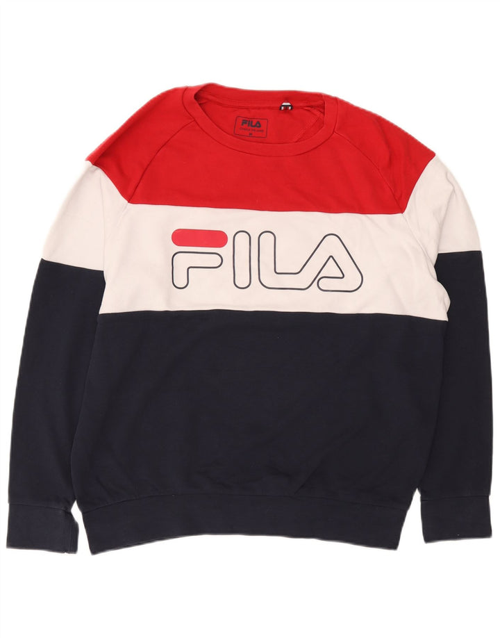 Fila Mens Graphic Sweatshirt Jumper UK 14 Medium Multicoloured Colourblock