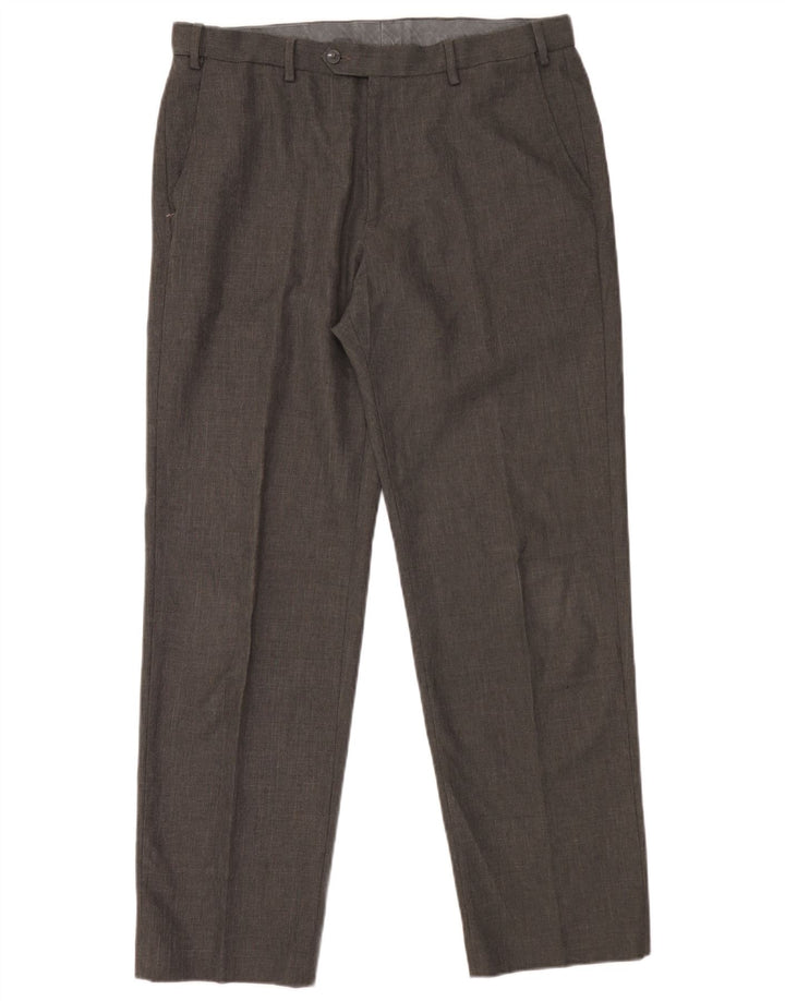 Marks & Spencer Mens Tapered Regular Suit Trousers W36 L31 Grey Polyester