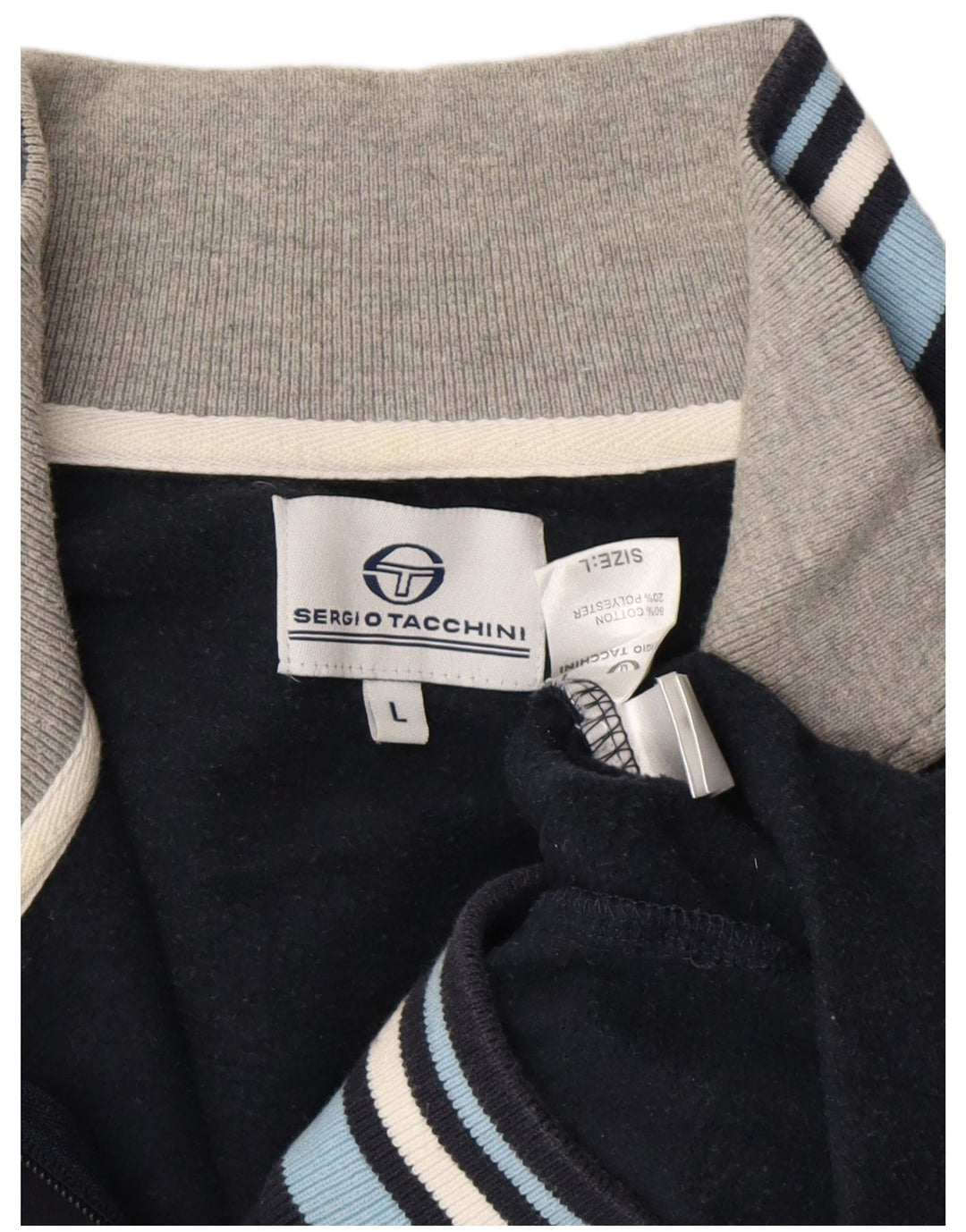 SERGIO TACCHINI Mens Sweatshirt Jumper Large Navy Blue Colourblock