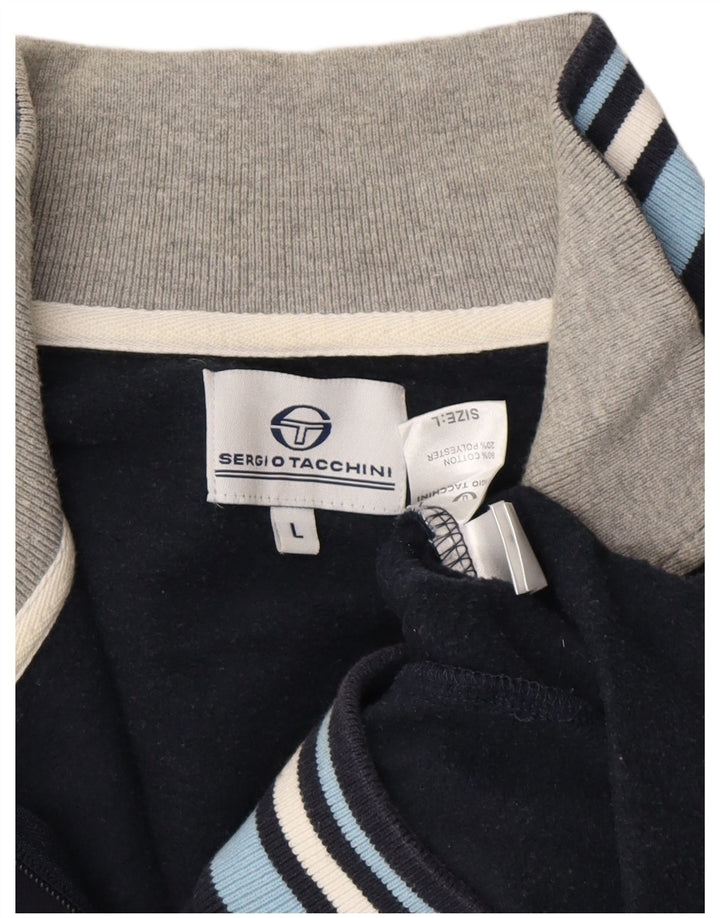 SERGIO TACCHINI Mens Sweatshirt Jumper Large Navy Blue Colourblock