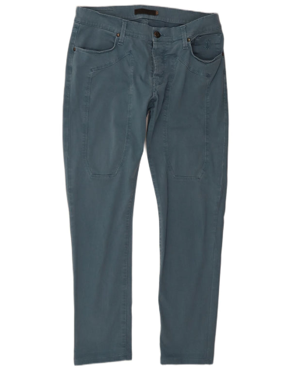 Jeckerson Womens Slim Casual Trousers W31 L29 Blue Cotton