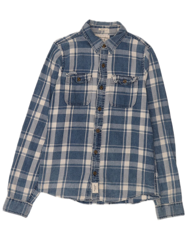 Abercrombie & Fitch Mens Muscle Flannel Shirt Medium Blue Check Cotton