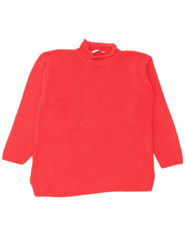 Marks & Spencer Womens Turtle Neck Jumper Sweater UK 12 Medium Red Cotton