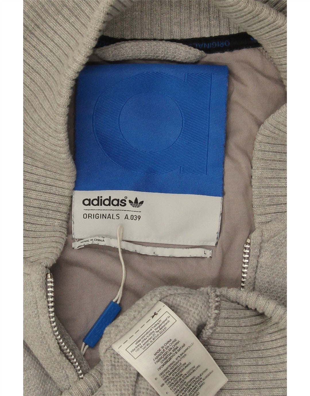 ADIDAS Mens Graphic Tracksuit Top Jacket Large Grey Colourblock Cotton
