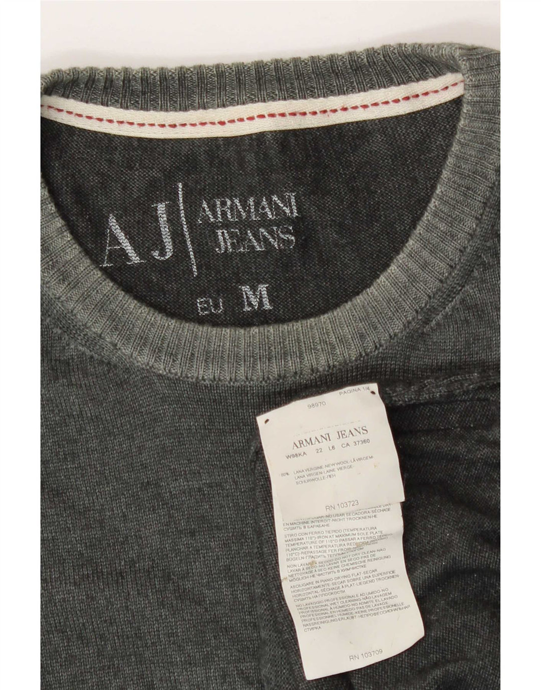 Armani Mens Crew Neck Jumper Sweater Medium Green New Wool
