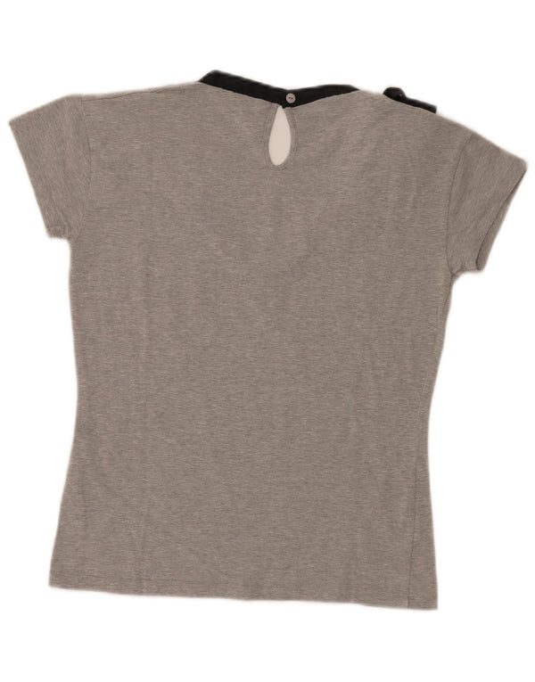 U.S. Polo Assn. Womens T-Shirt Top UK 14 Large Grey Flecked Cotton