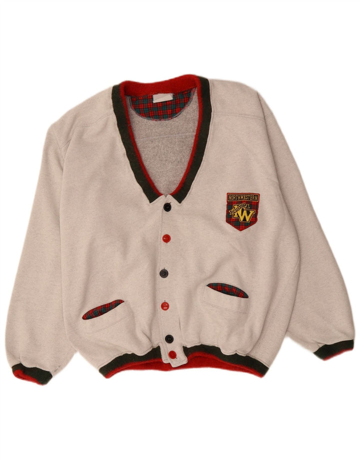 North Western Mens Graphic Cardigan Sweater XL Grey