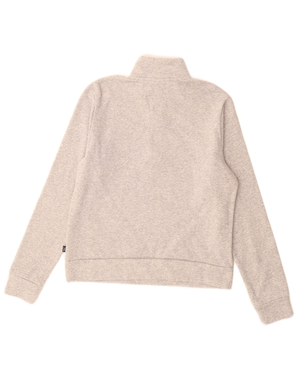 Puma Womens Zip Neck Sweatshirt Jumper UK 10 Small Grey Flecked Cotton