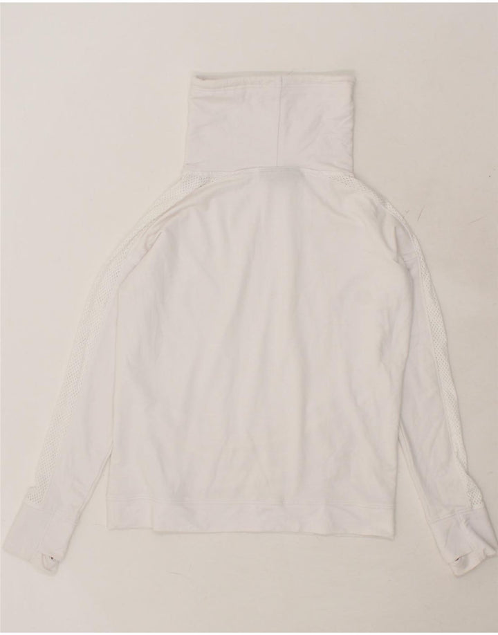 UNDER ARMOUR Womens Roll Neck Sweatshirt Jumper UK 14 Medium White Cotton Vintage Under Armour and Second-Hand Under Armour from Messina Hembry 