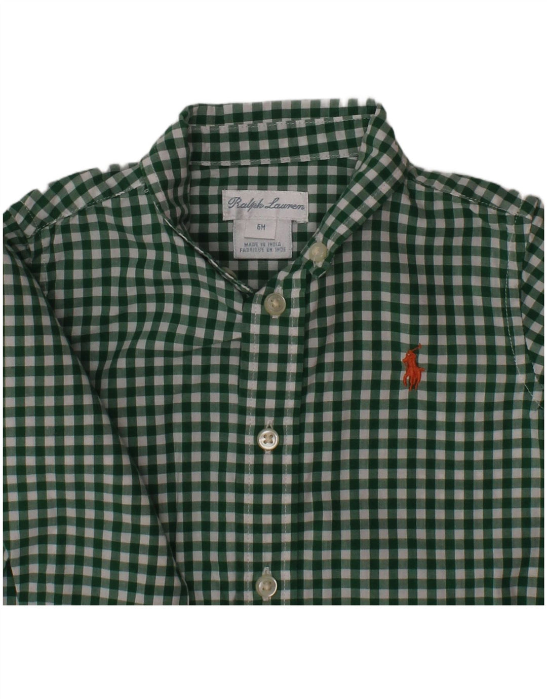 Ralph Lauren Baby Boys Shirt 3-6 Months Green Gingham Cotton