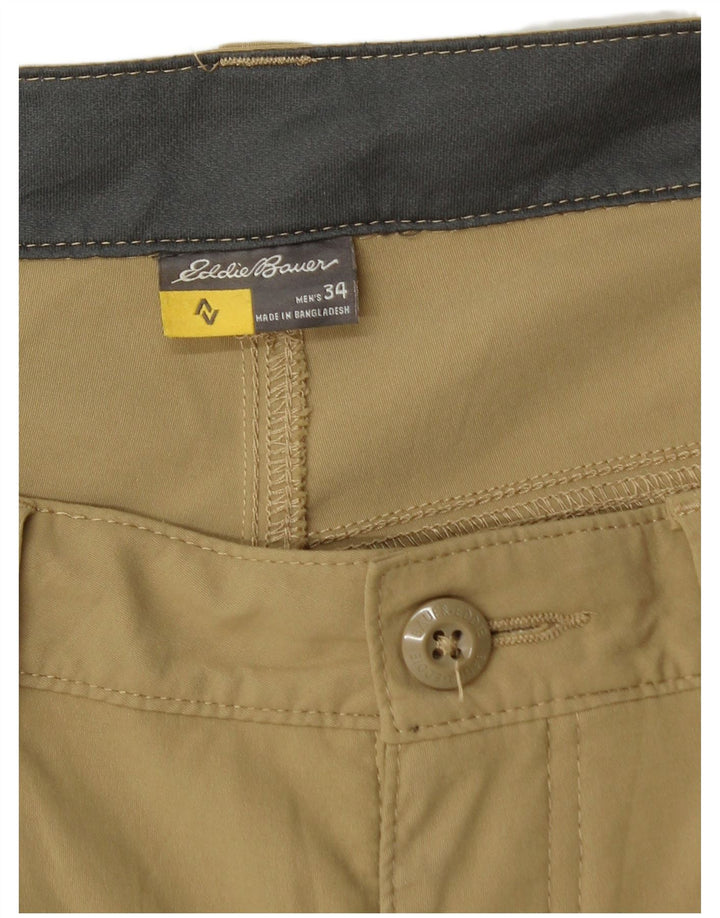 Eddie Bauer Mens Cargo Shorts W34 Large Khaki Nylon