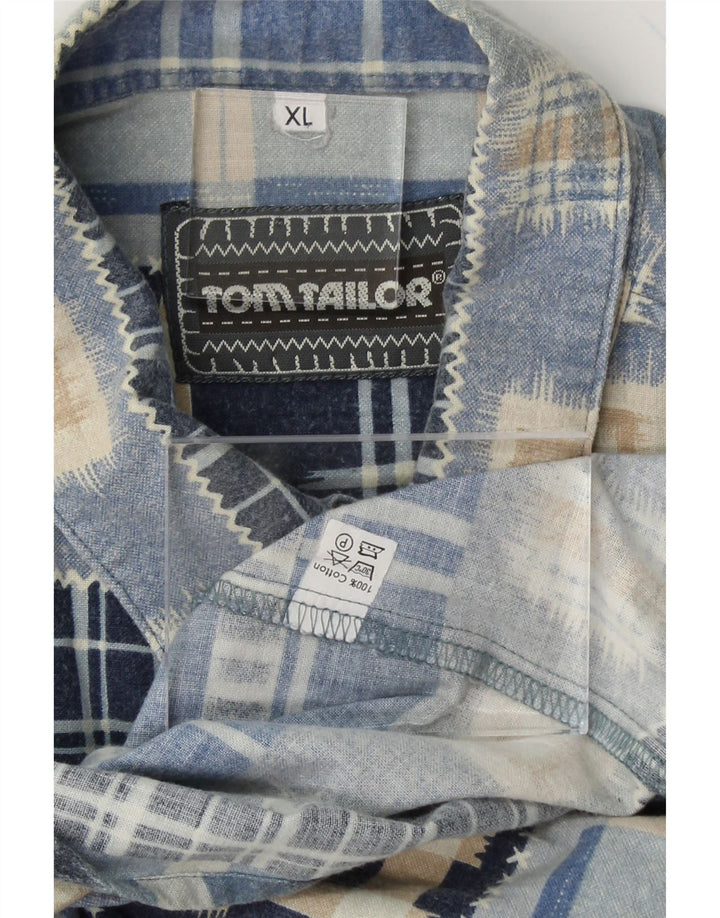 TOM TAILOR Mens Flannel Shirt XL Blue Patchwork Cotton Vintage Tom Tailor and Second-Hand Tom Tailor from Messina Hembry 