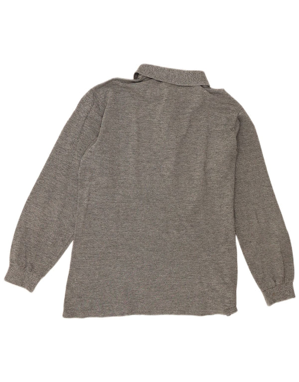 Lacoste Mens Long Sleeve Polo Shirt Size 4 Medium Grey Flecked Cotton