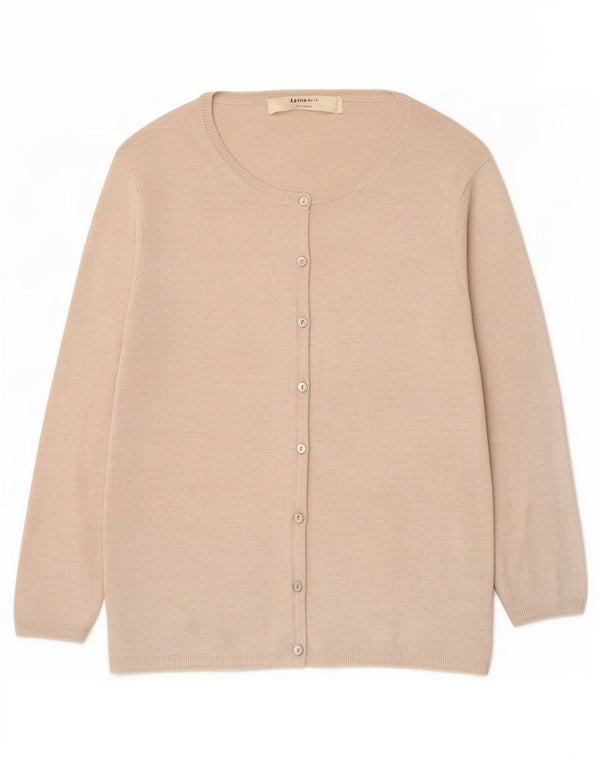Zara Womens 3/4 Sleeve Cardigan Sweater UK 12 Medium Beige
