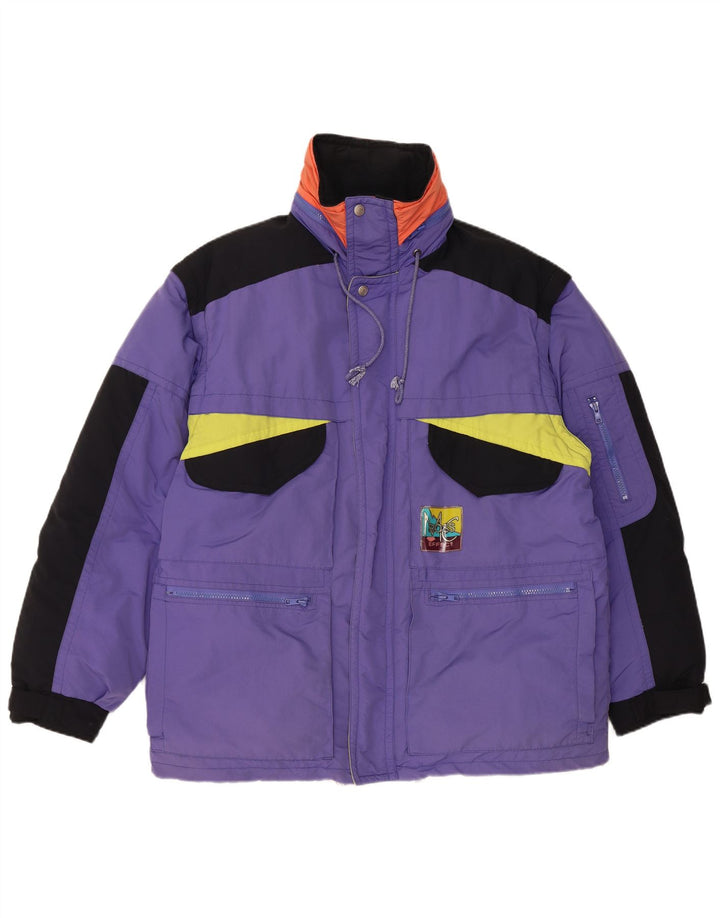 Vintage Mens Padded Jacket UK 40 Large Purple Colourblock Polyamide