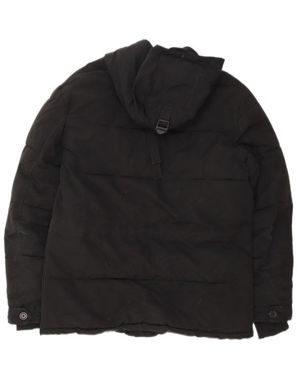 Zara Mens Hooded Padded Jacket UK 38 Medium Black