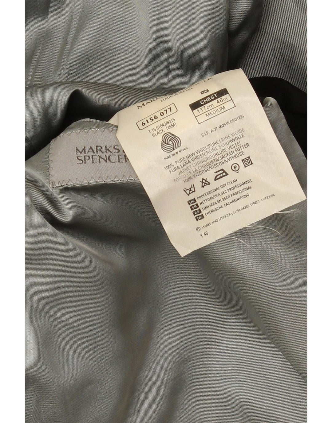 Marks & Spencer Mens 2 Button Blazer Jacket UK 42 XL Black New Wool