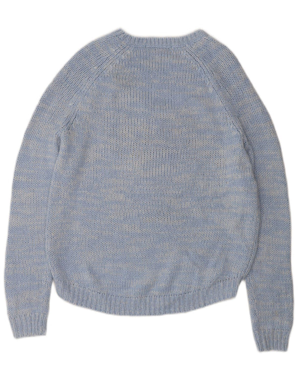 Marks & Spencer Womens Graphic Boat Neck Jumper Sweater UK 10 Small Blue