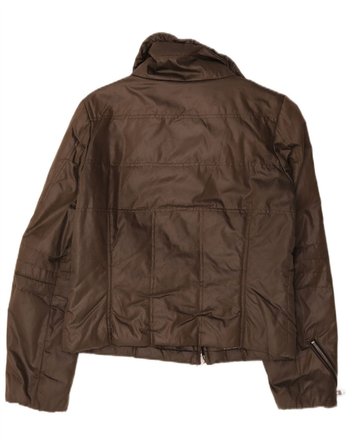 Hogan Womens Padded Jacket IT 42 Medium Brown Polyester