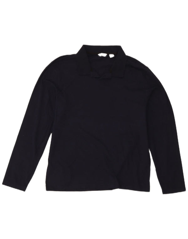 Calvin Klein Mens Long Sleeve Polo Shirt Large Navy Blue Cotton