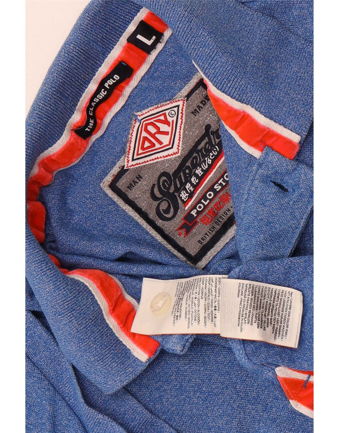 Superdry Mens Polo Shirt Large Blue Cotton Classic