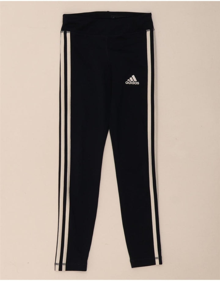 ADIDAS Girls Climalite Leggings 9-10 Years  Navy Blue Polyester