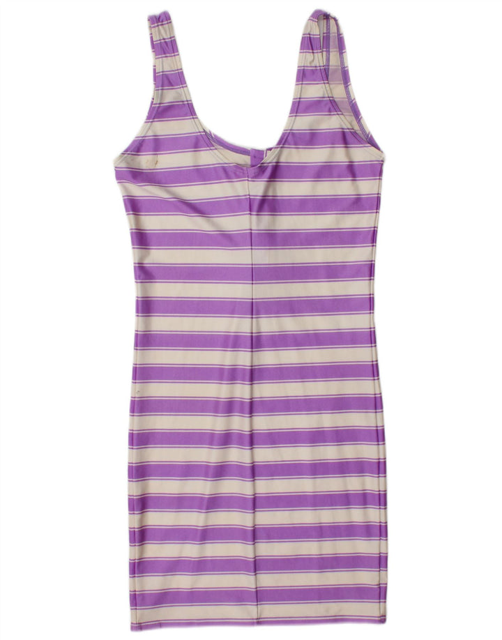 UNGARO Womens Sleeveless Shift Dress IT 46 Large Purple Striped Polyamide